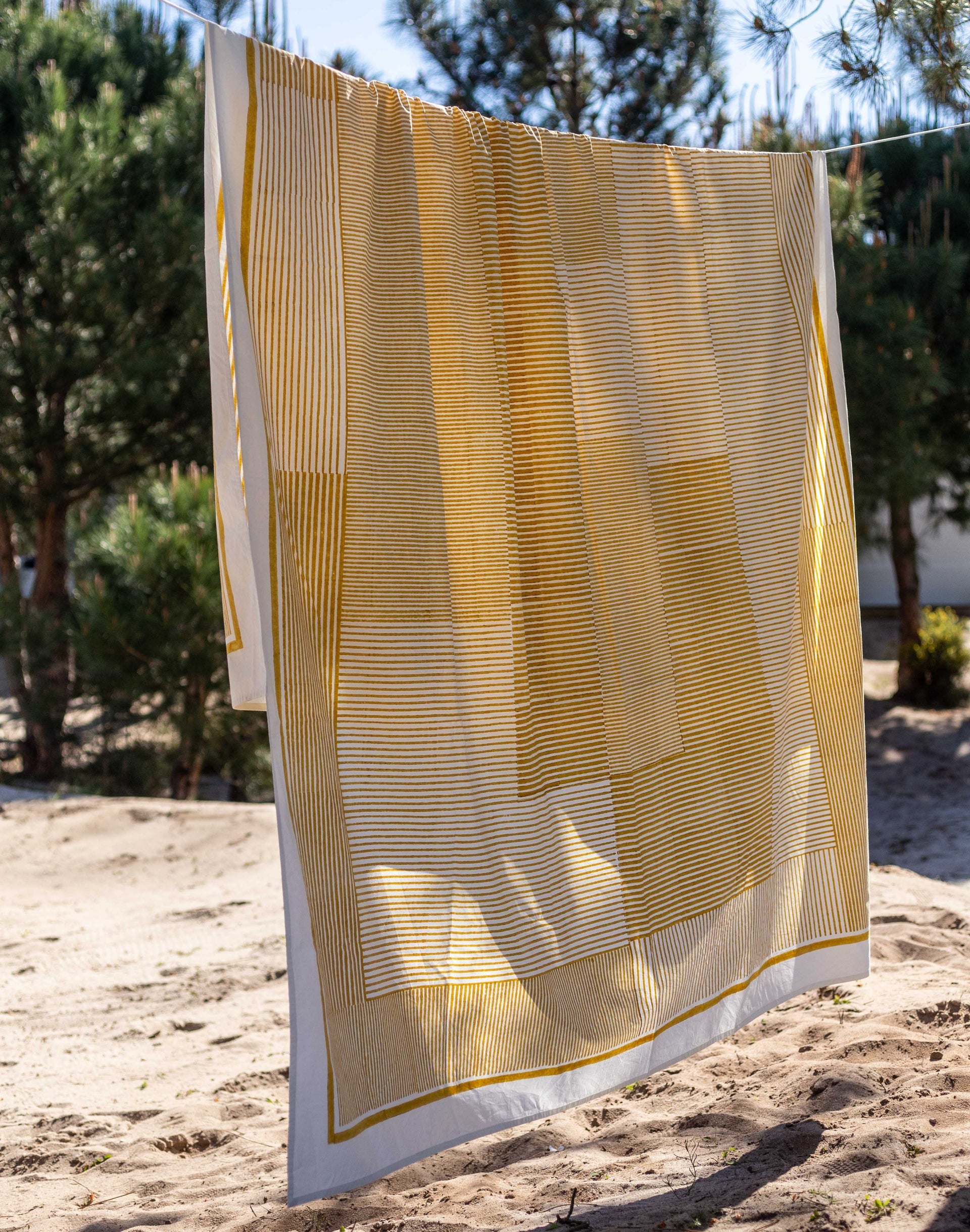 Striped tablecloth