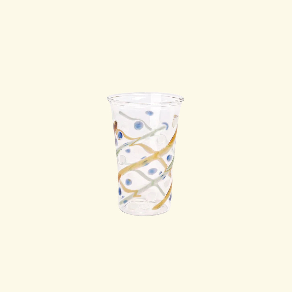 Mouth-blown glasses with various patterns