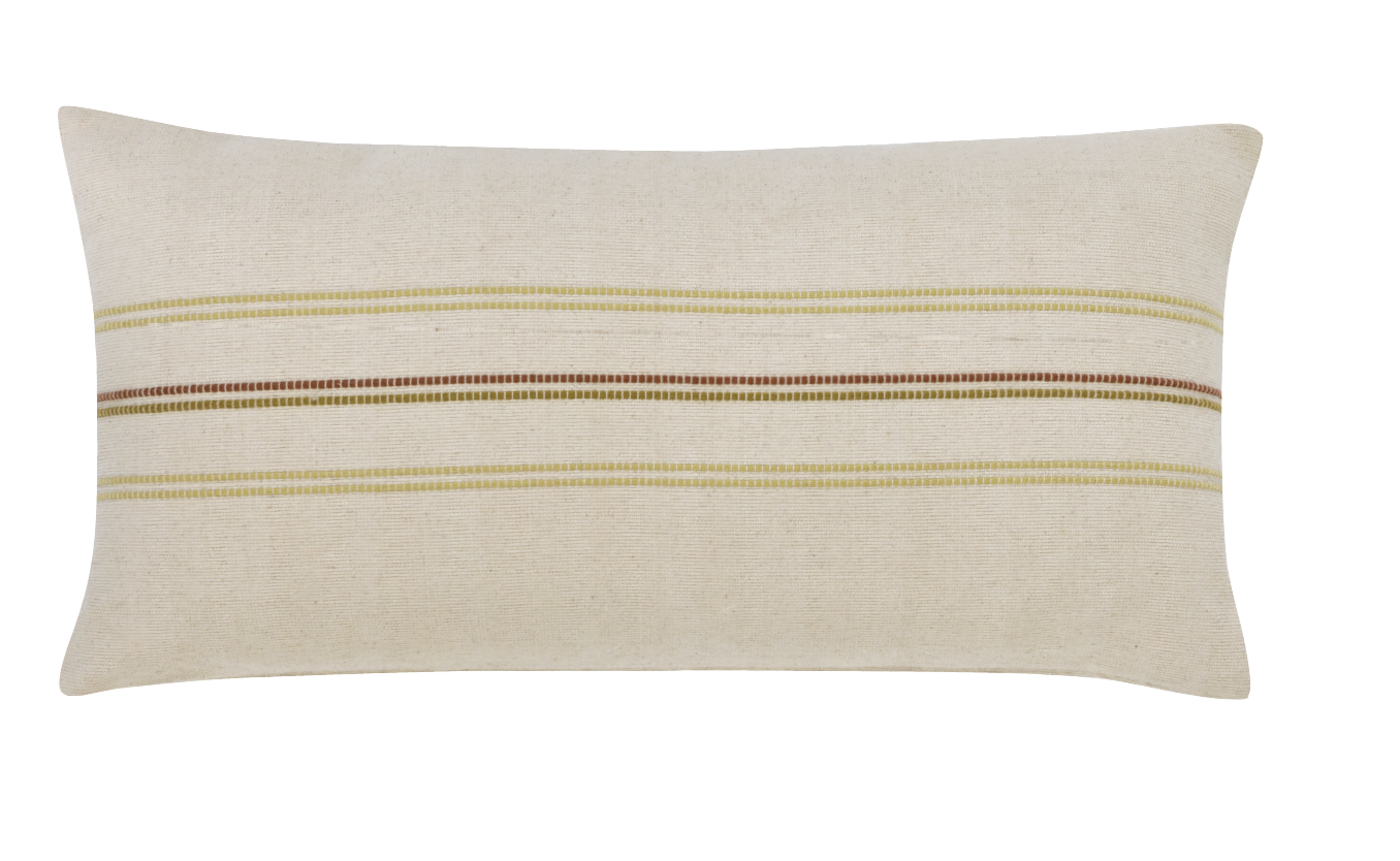 Handgewebtes Kissen "Naga Olive Lines"