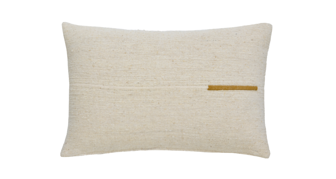 Handgewebtes Kissen "Sema white-ocre"
