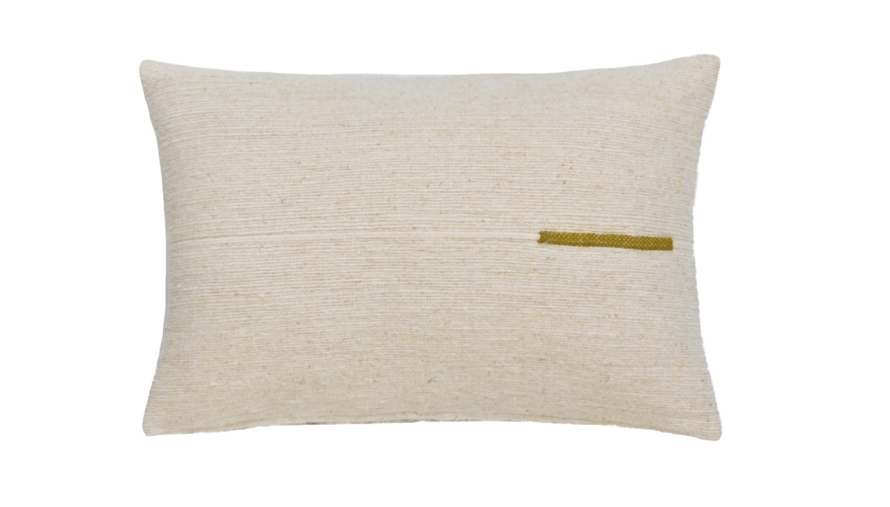 Handgewebtes Kissen "Sema white-olive"