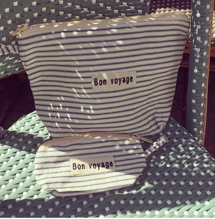 Sac De Voyage Vintage Avec Marquage "Bon Voyage" - Tissu, Estampillé, Chic