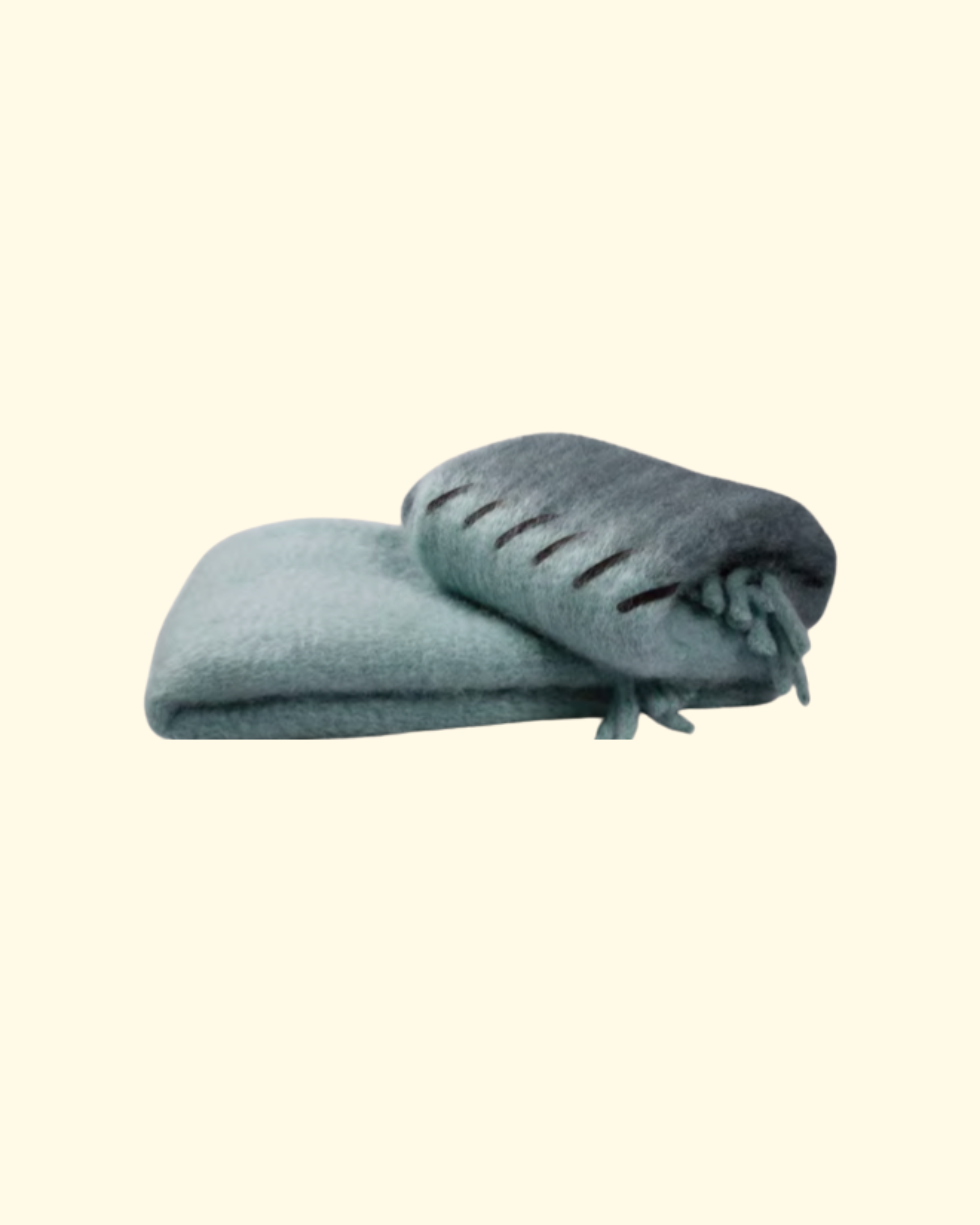 Decke aus Mohairmix stiching blau