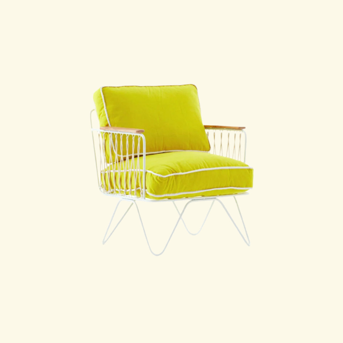 Croisette Chair mit gelbem Canvas-Bezug von Honoré Décoration image 0