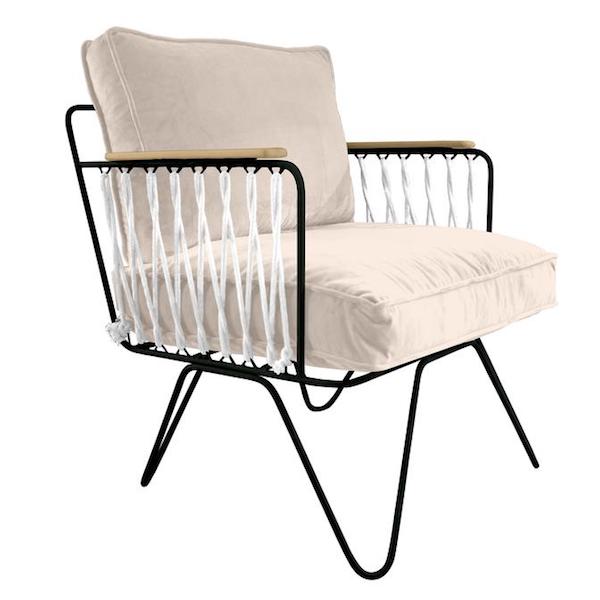 Croisette Chair mit weißem Samt-Bezug von Honoré Décoration image 0