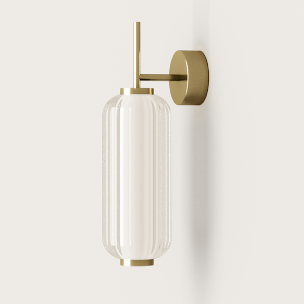 Wandleuchte aus Messing und Glas image 0