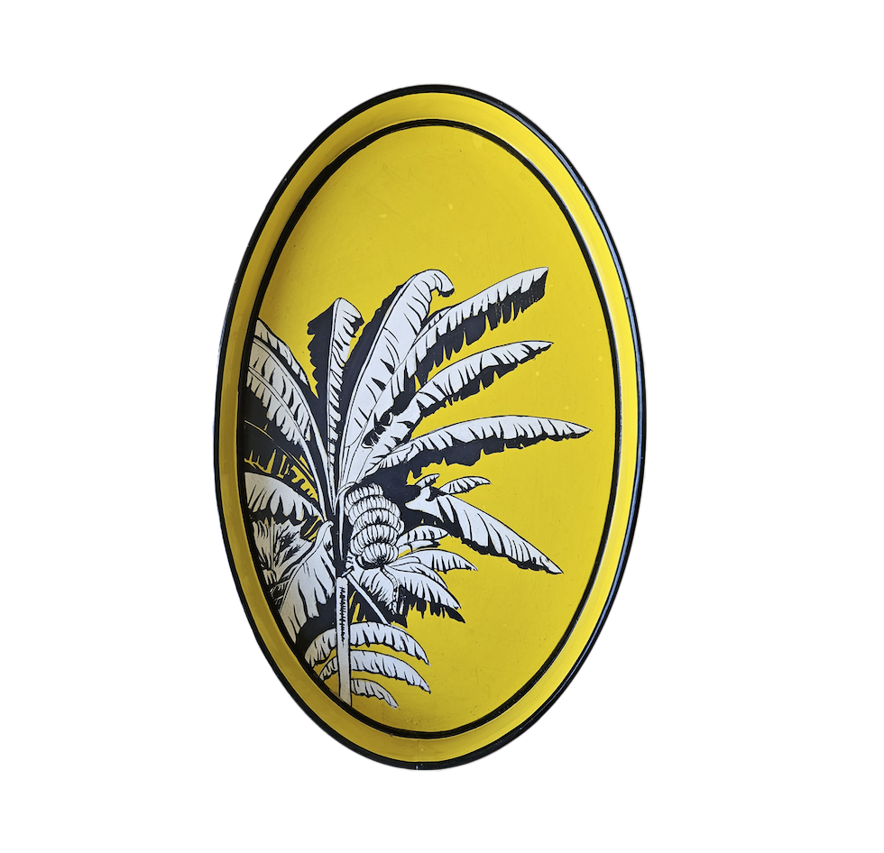 Oval tray with palm tree