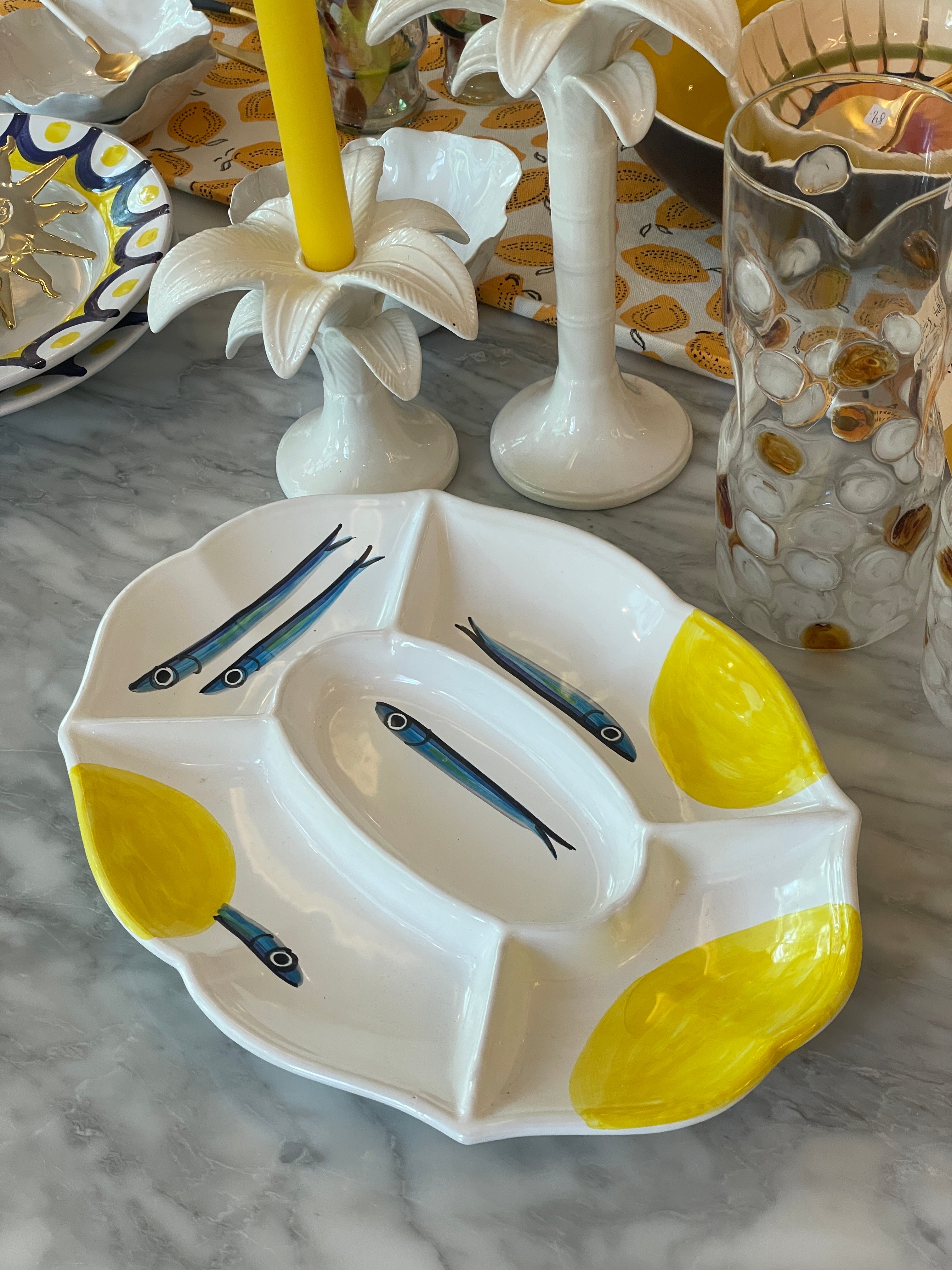 Antipasti plate with fish motif