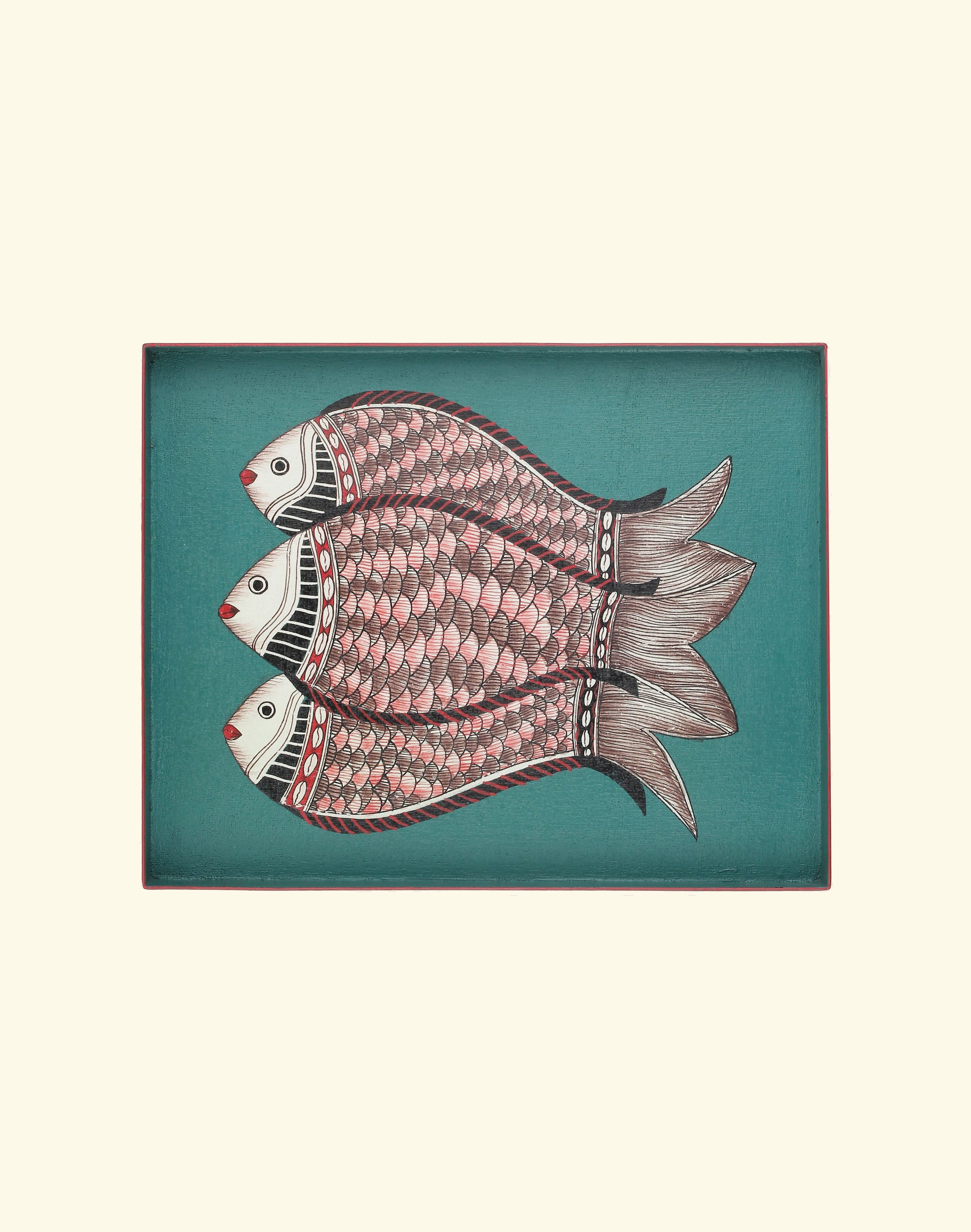 Hand-painted tray in green