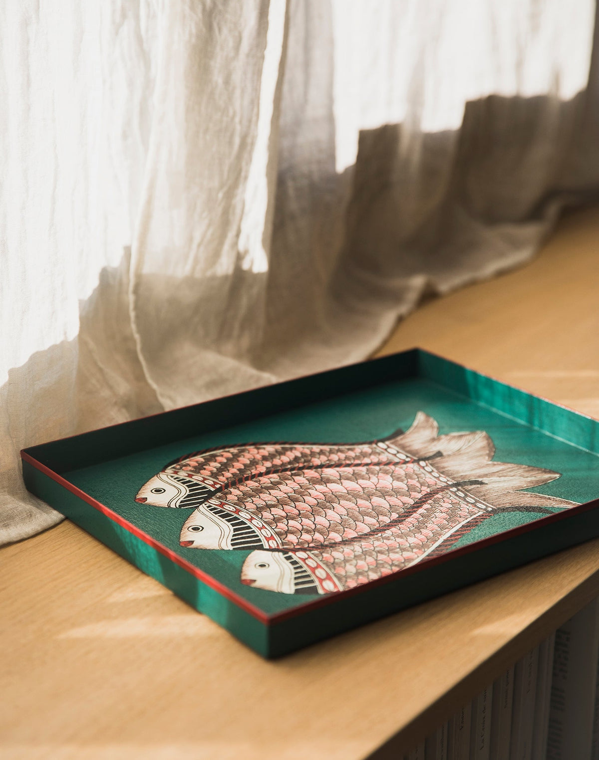 Handbemaltes Tablett in Grün