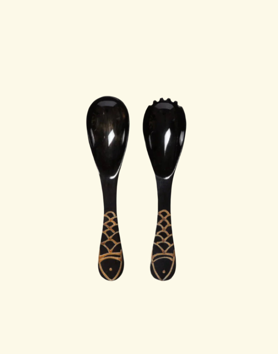 Salad cutlery with fish detail