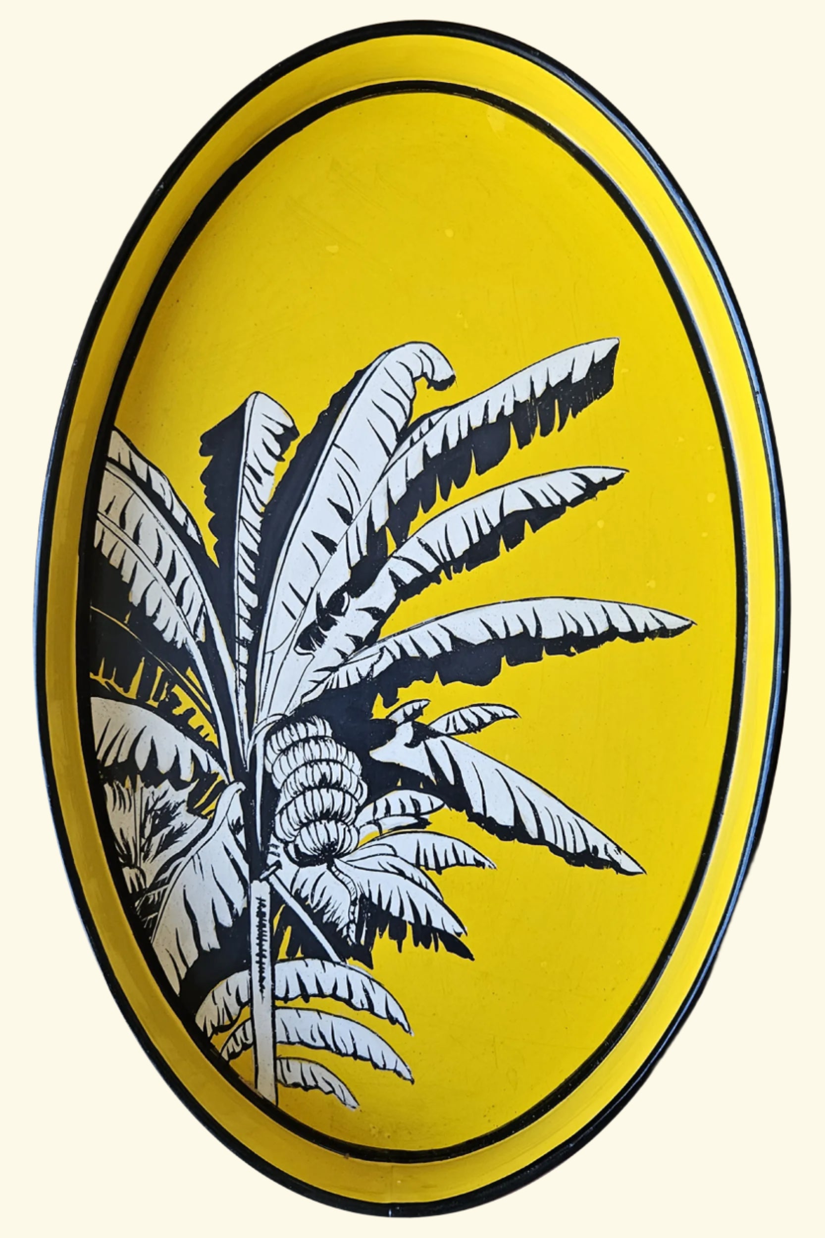 Oval tray with palm tree