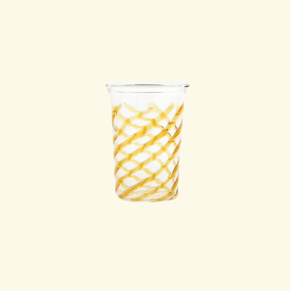 Mouth-blown glasses with various patterns