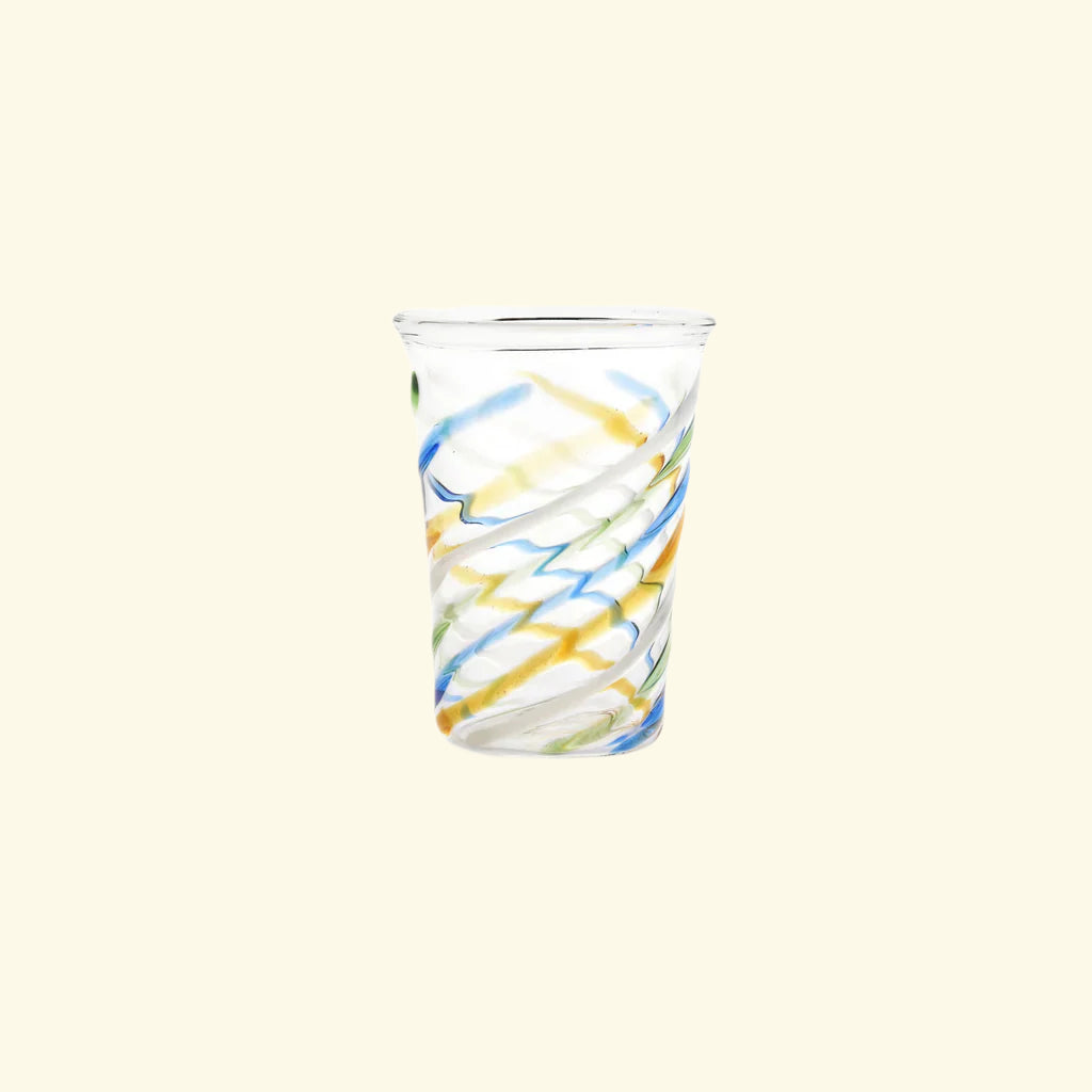 Mouth-blown glasses with various patterns