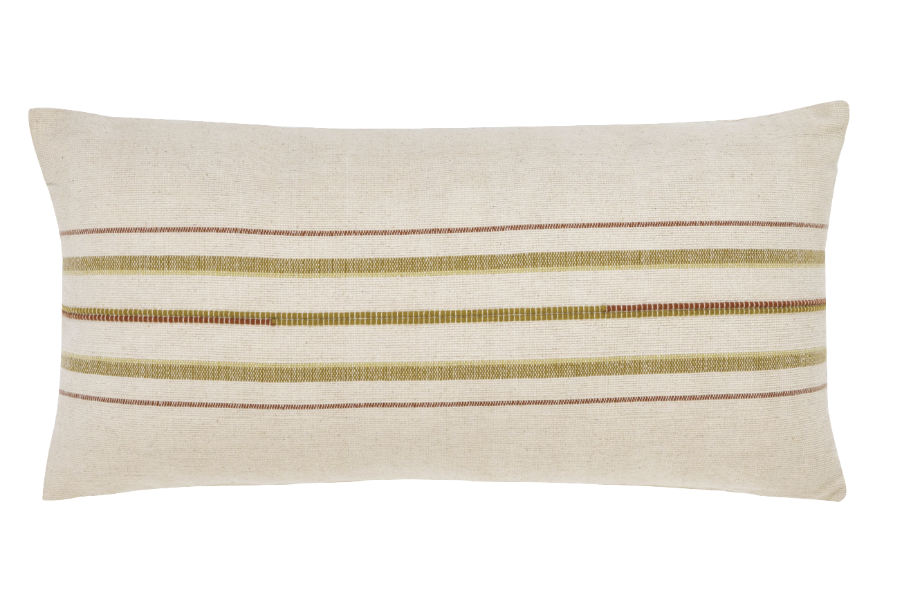 Handgewebtes Kissen "Naga Olive Lines"