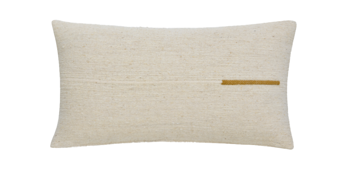 Handgewebtes Kissen "Sema white-ocre"