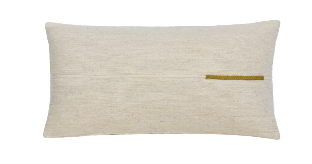 Handgewebtes Kissen "Sema white-olive"