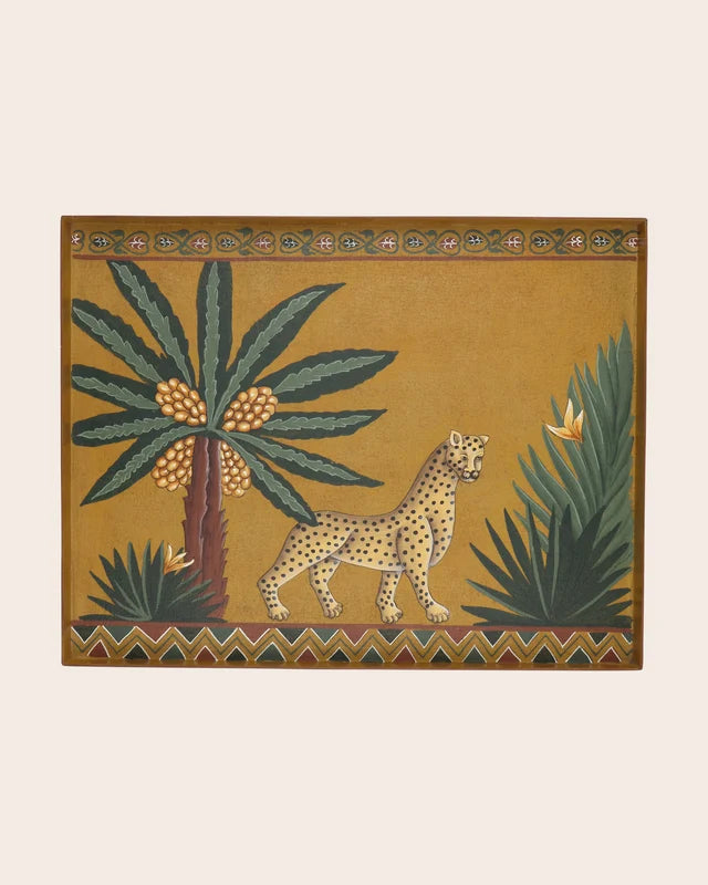 Hand-painted tray in turmeric